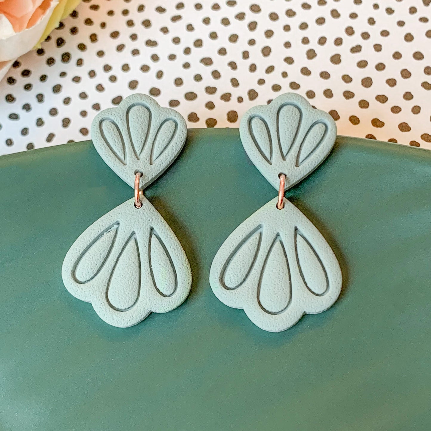 triple loop textured dangle earrings | sage