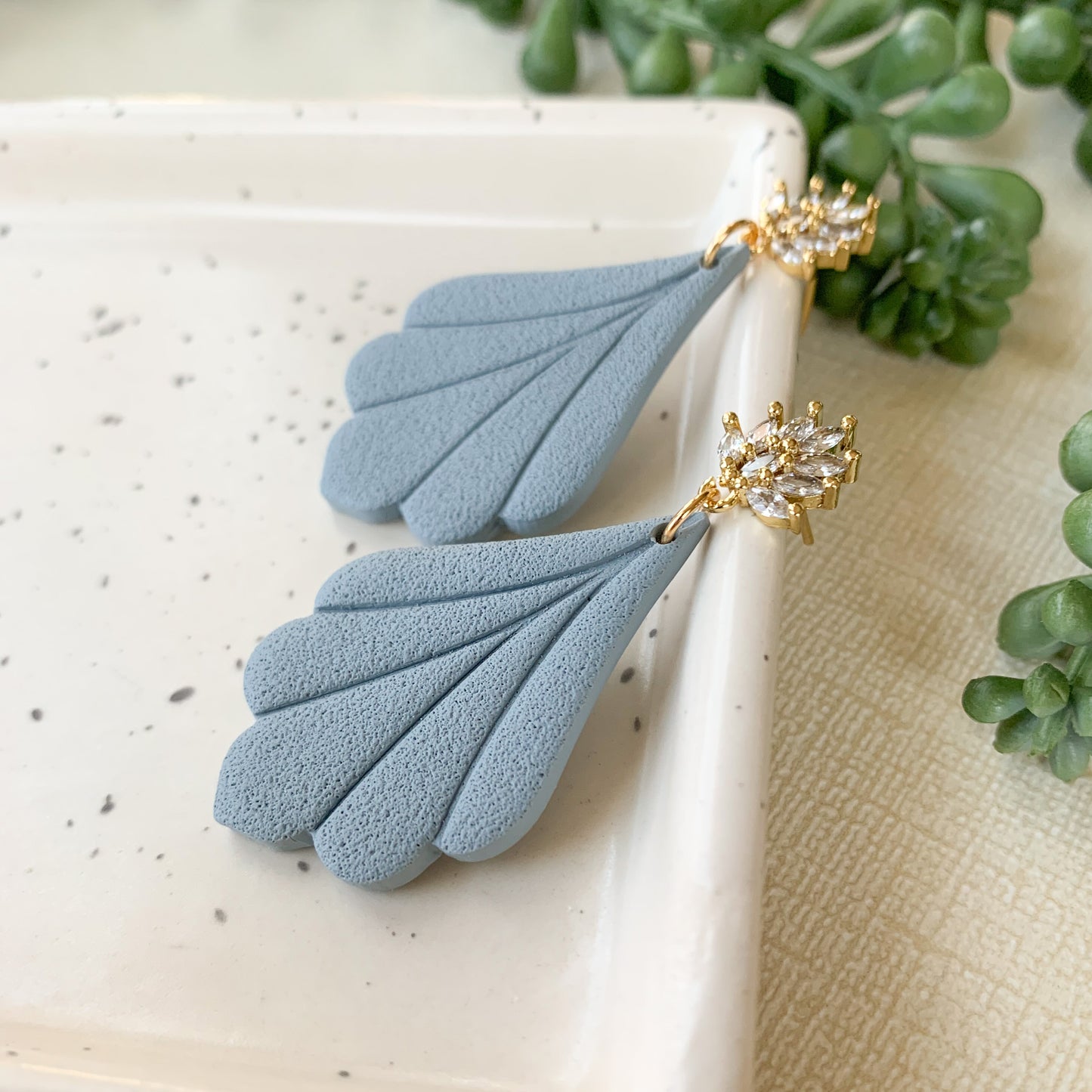 flare textured dangle | dusty blue