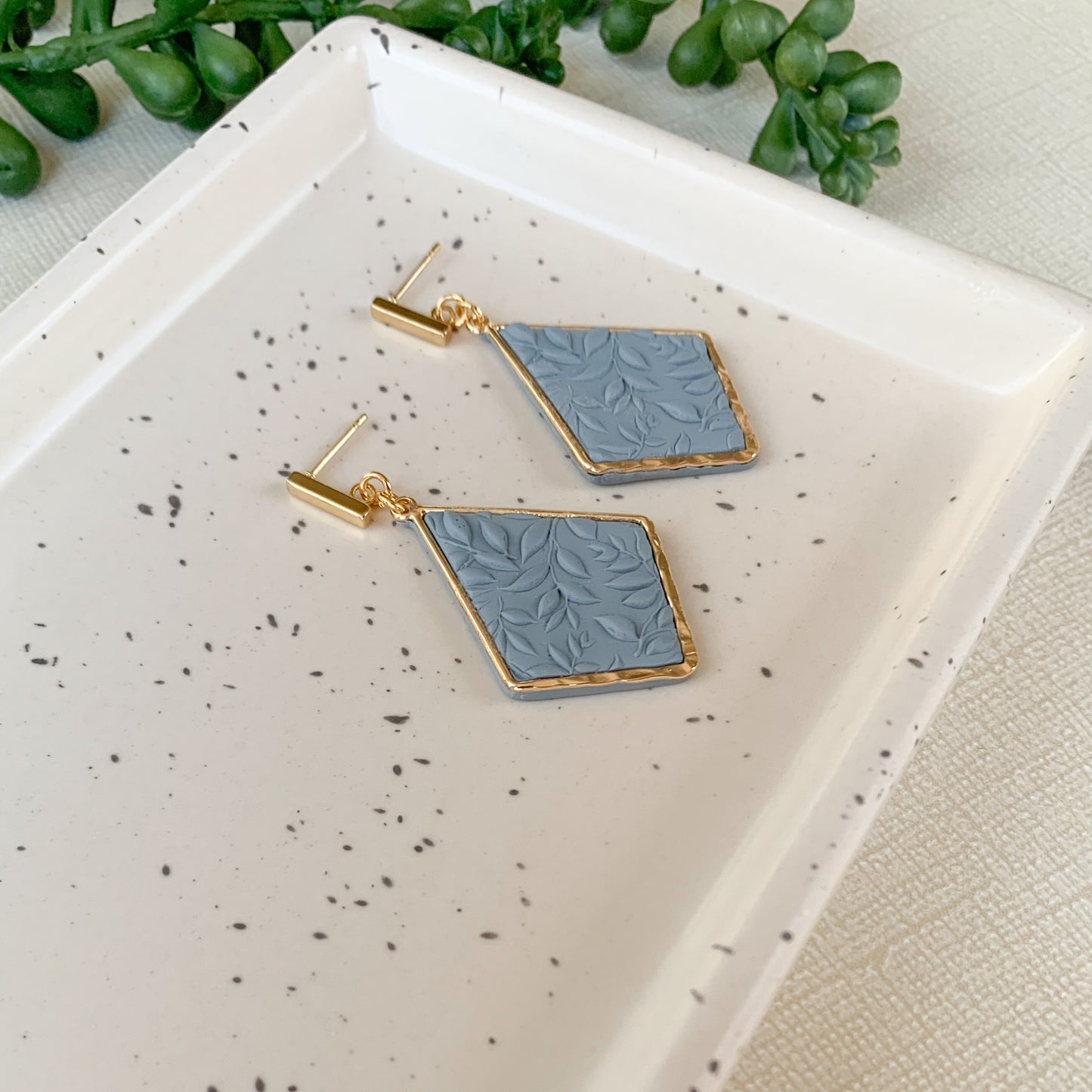 gold nested textured dangle | dusty blue