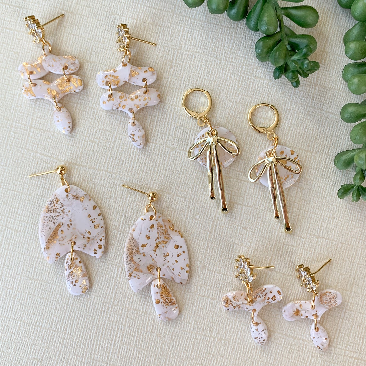 gold fleck + resin marquise dangle