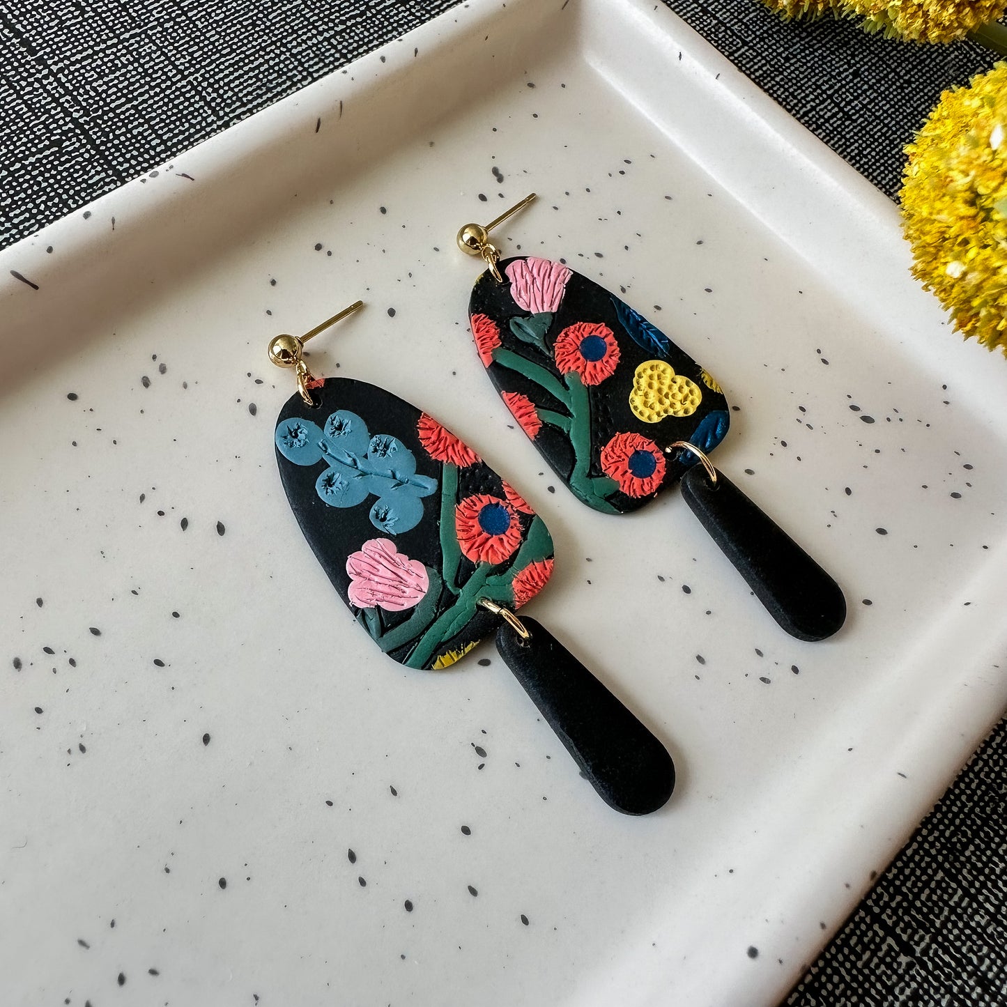 arched drop textured dangle | peppercorn floral