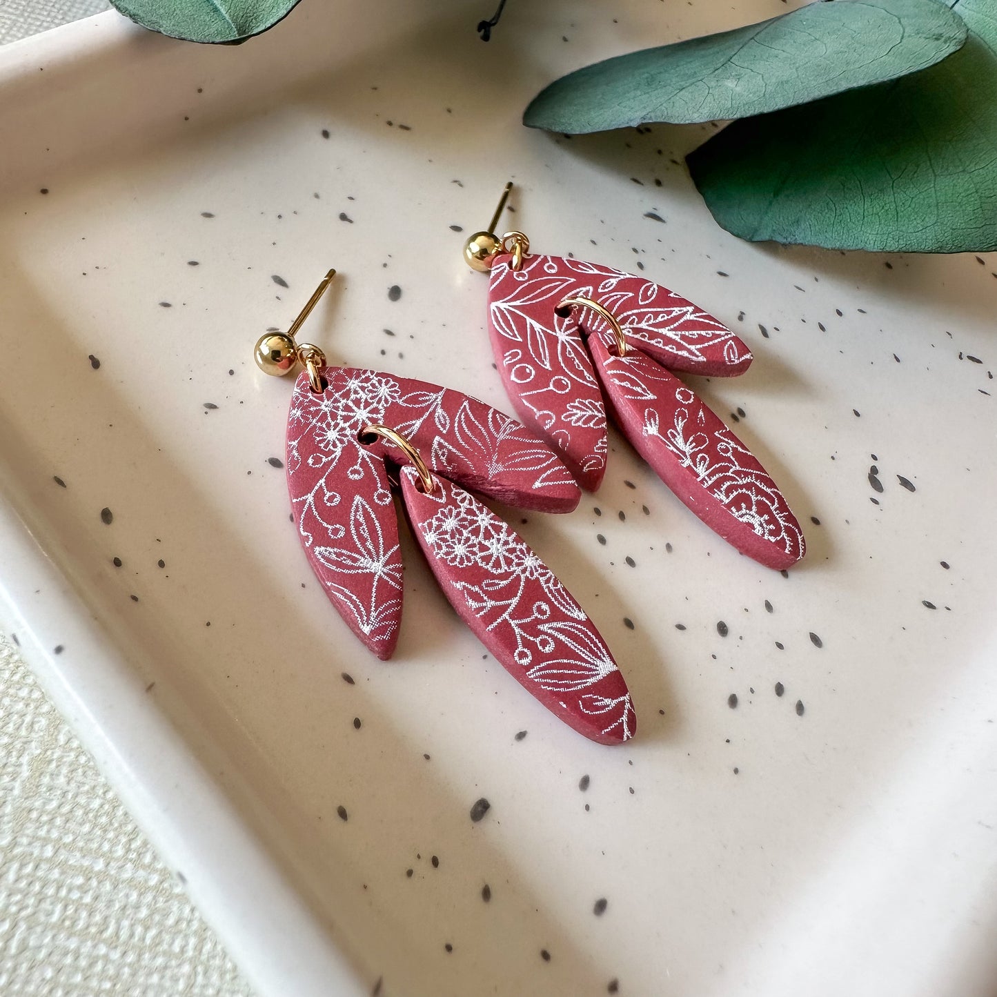 2 tier painted dangle | desert rose