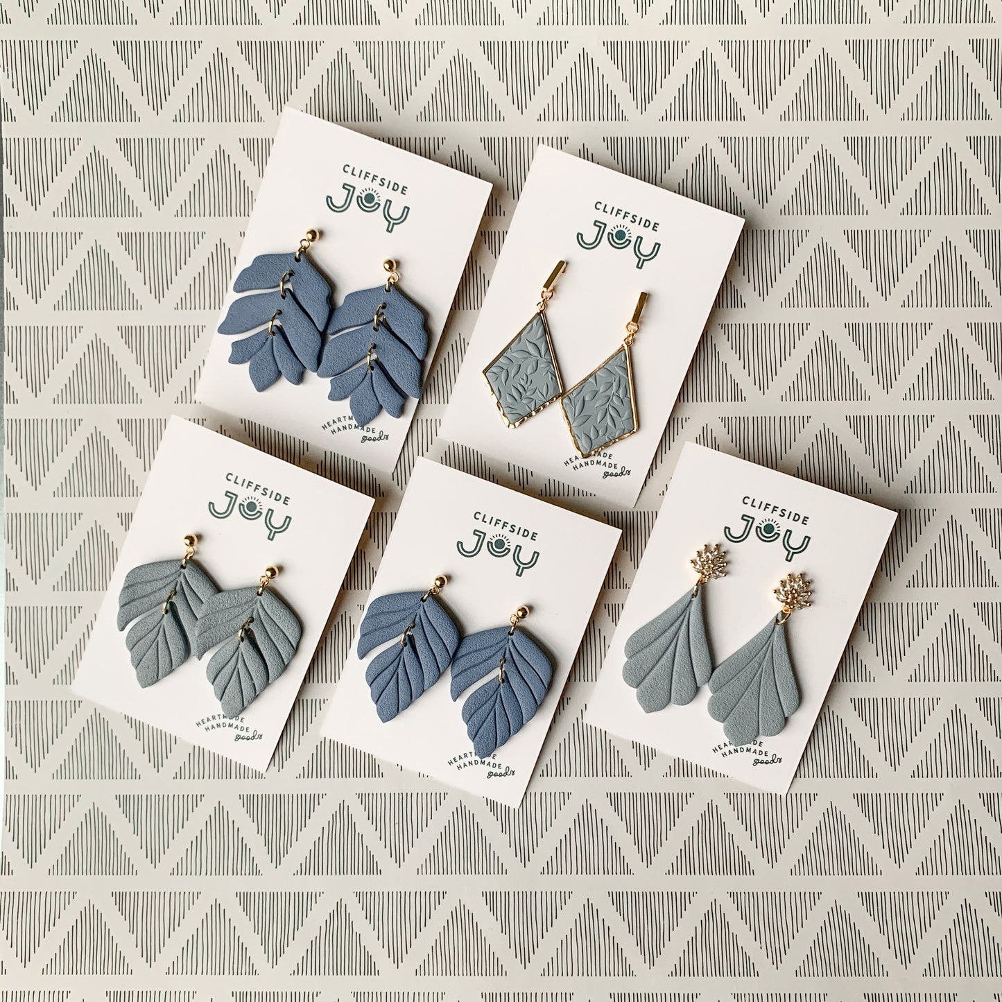 leaf textured dangle | dusty blue