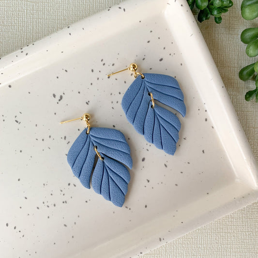 leaf textured dangle | denim