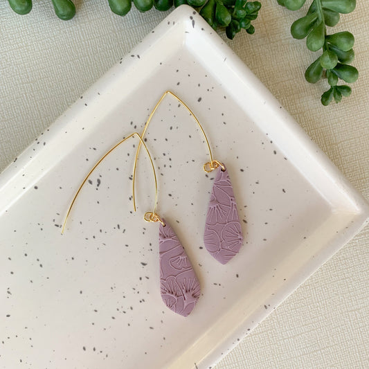 textured marquise dangle | mauve