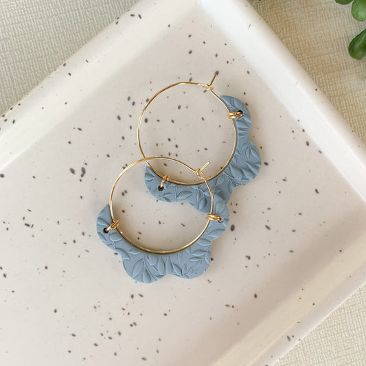 textured hoop dangle | dusty blue