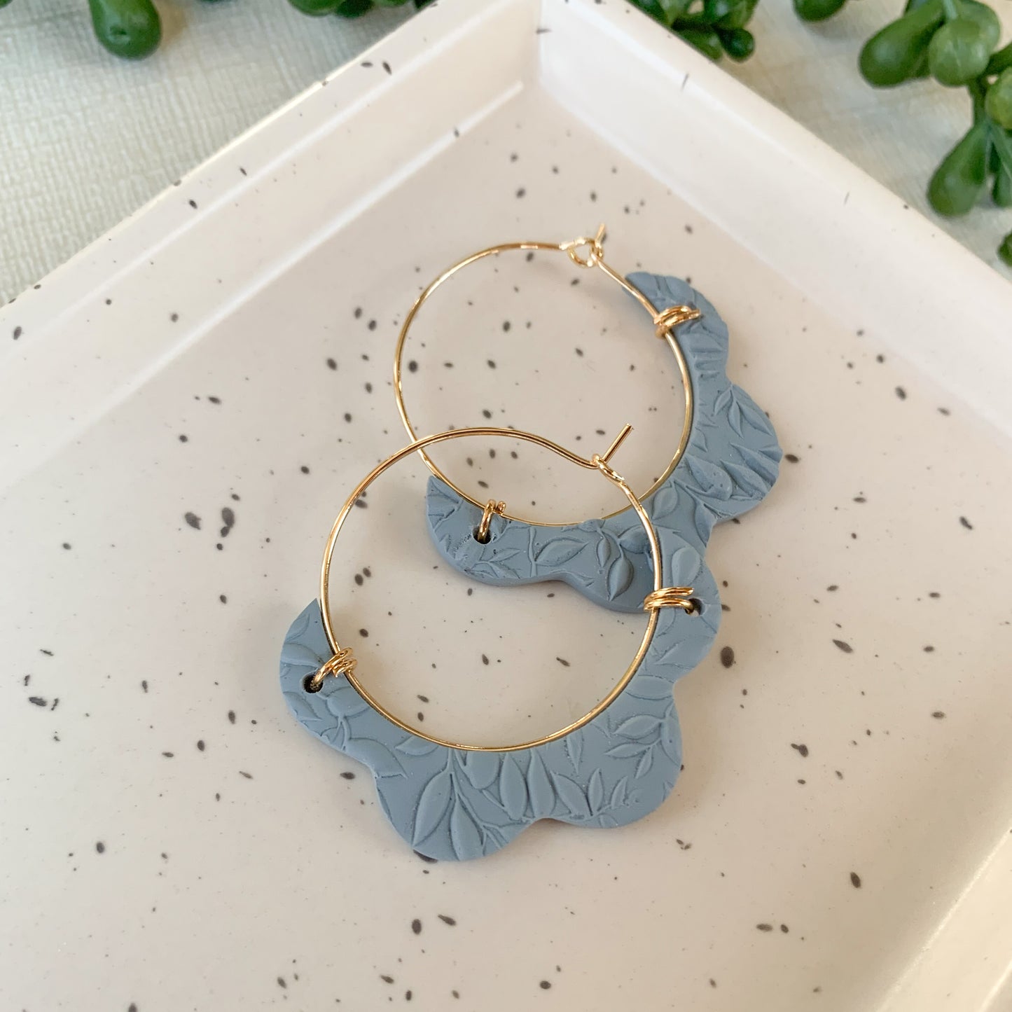 textured hoop dangle | dusty blue