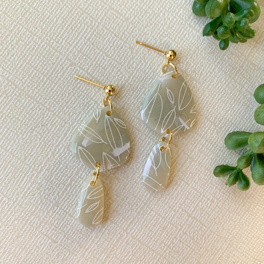 painted marble + resin dangle