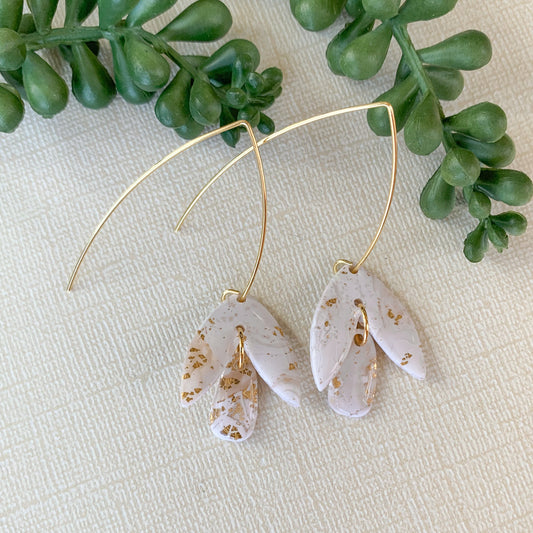 gold fleck + resin marquise dangle