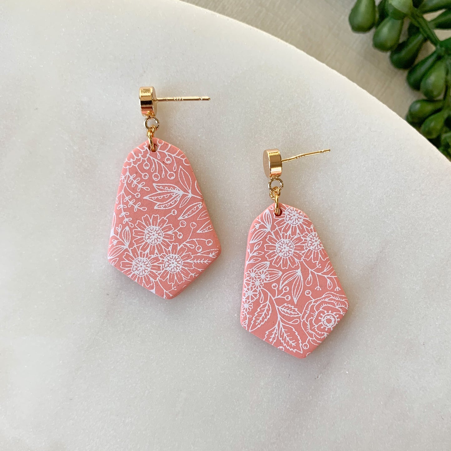 pointed bell painted dangle | coral