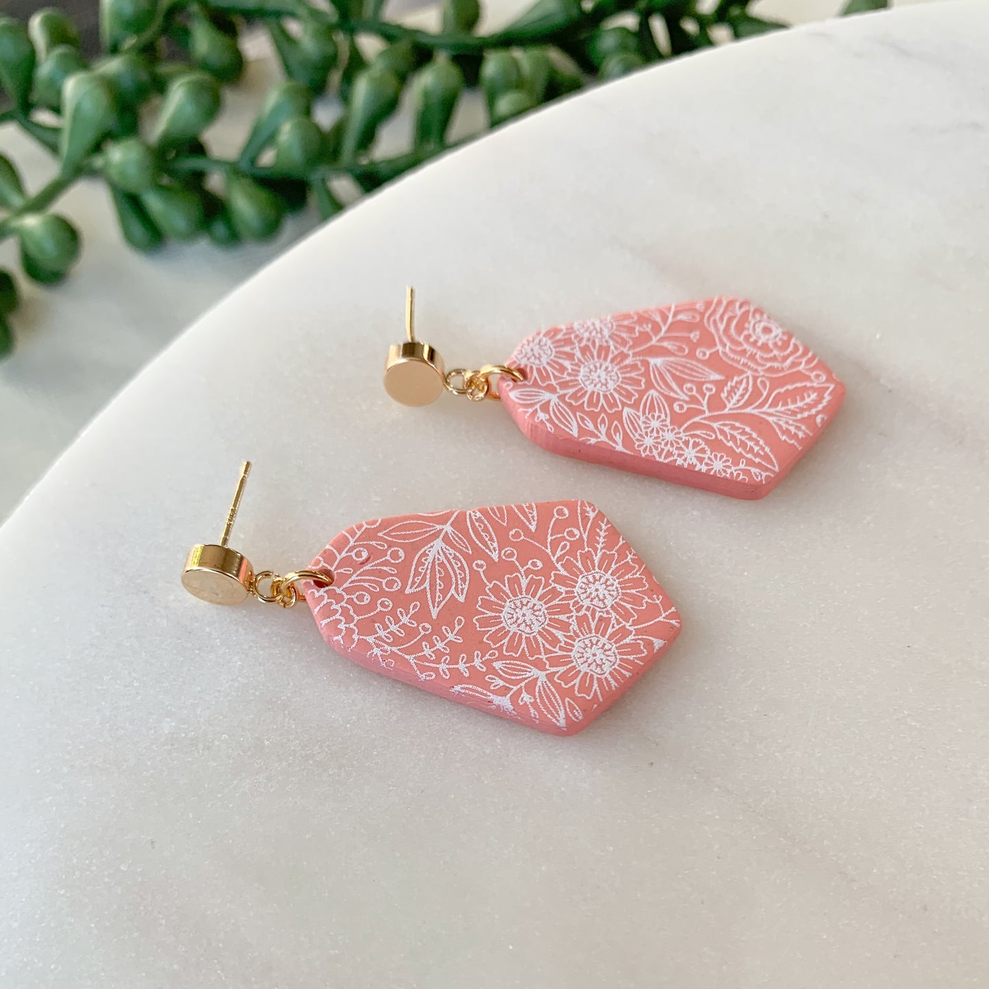 pointed bell painted dangle | coral