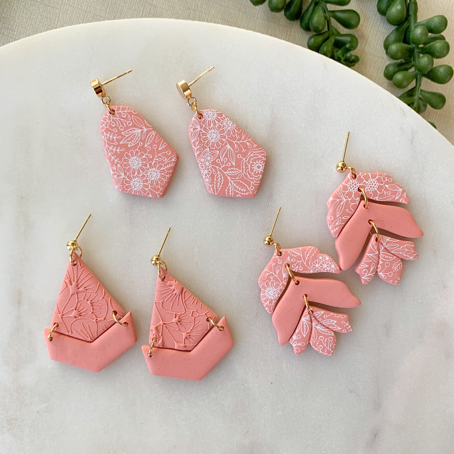 pointed bell painted dangle | coral