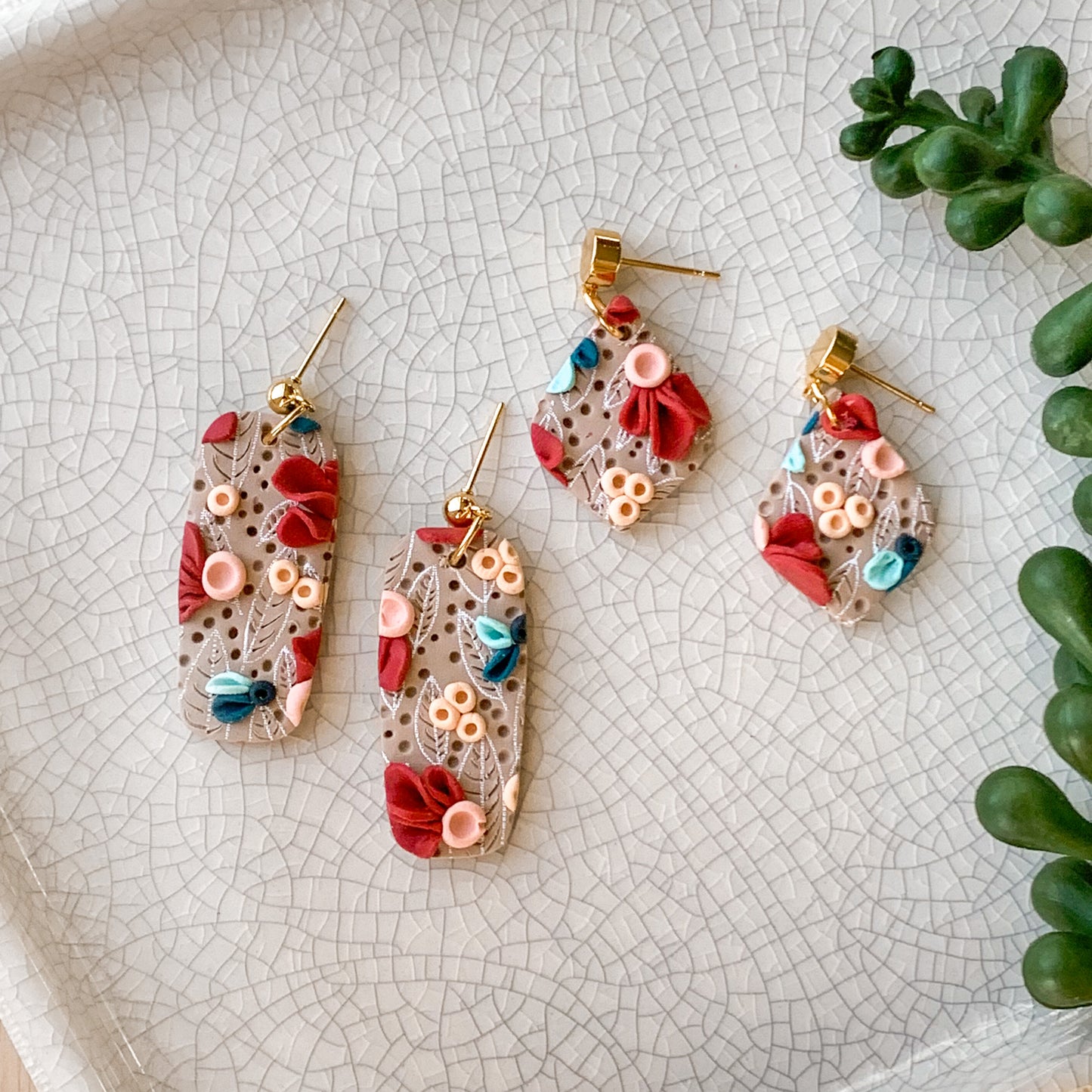 mini diamond floral embellished dangles